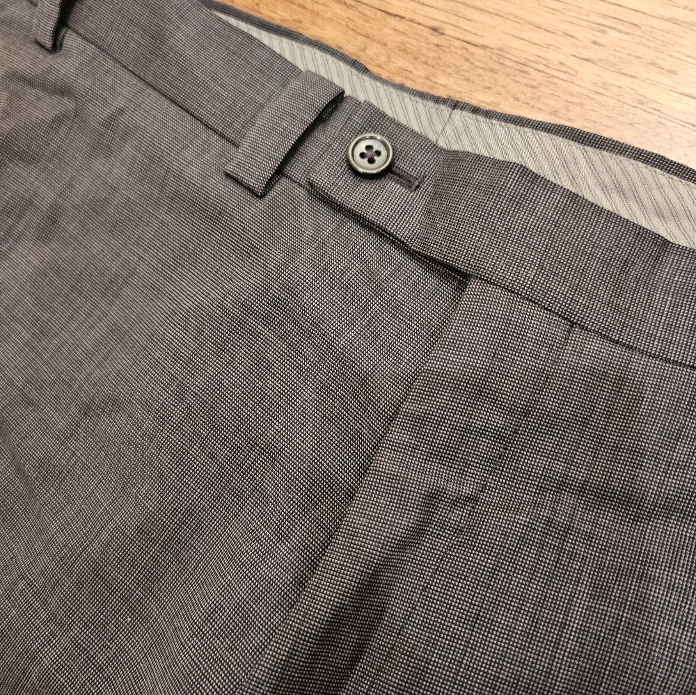Size 35 S Dress Pants Men Grey Stripe